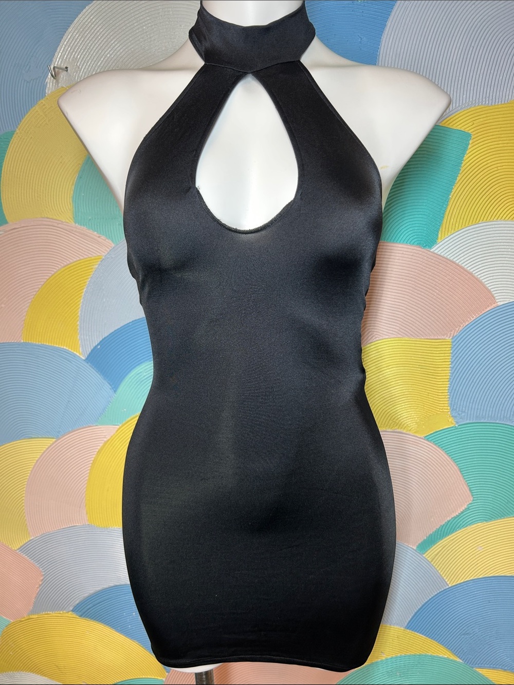 Black Halter Keyhole Bodycon Mini Dress women’s xs